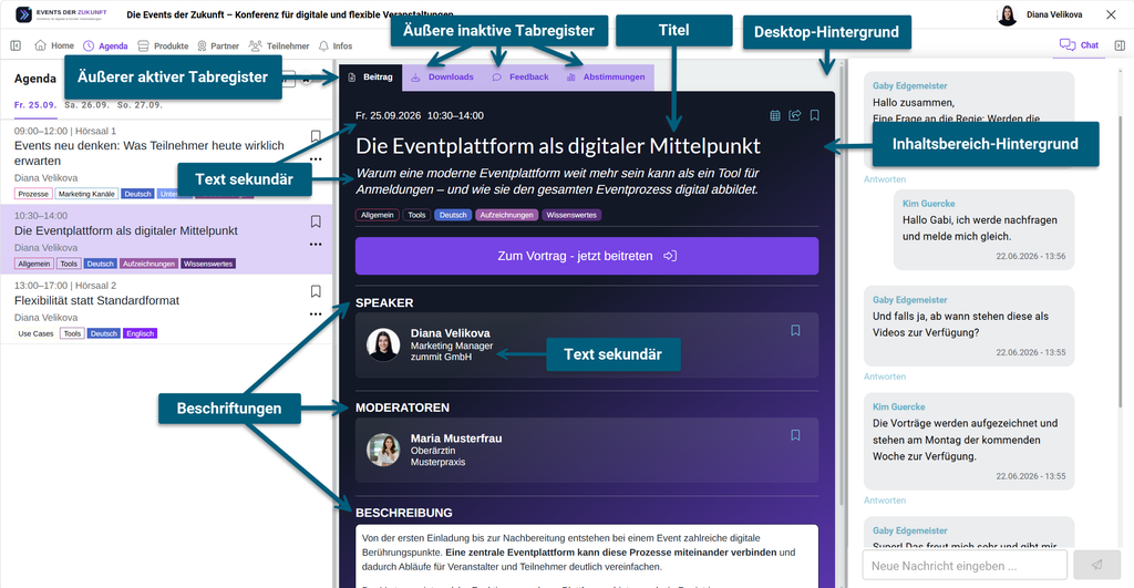 Farbeinstellungen für Panel & Desktop